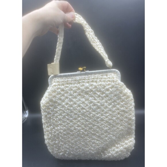VTG Large IVORY Straw Handbag Purse Made In Italy 15” X 14” Spring Summer NWT - Picture 7 of 8